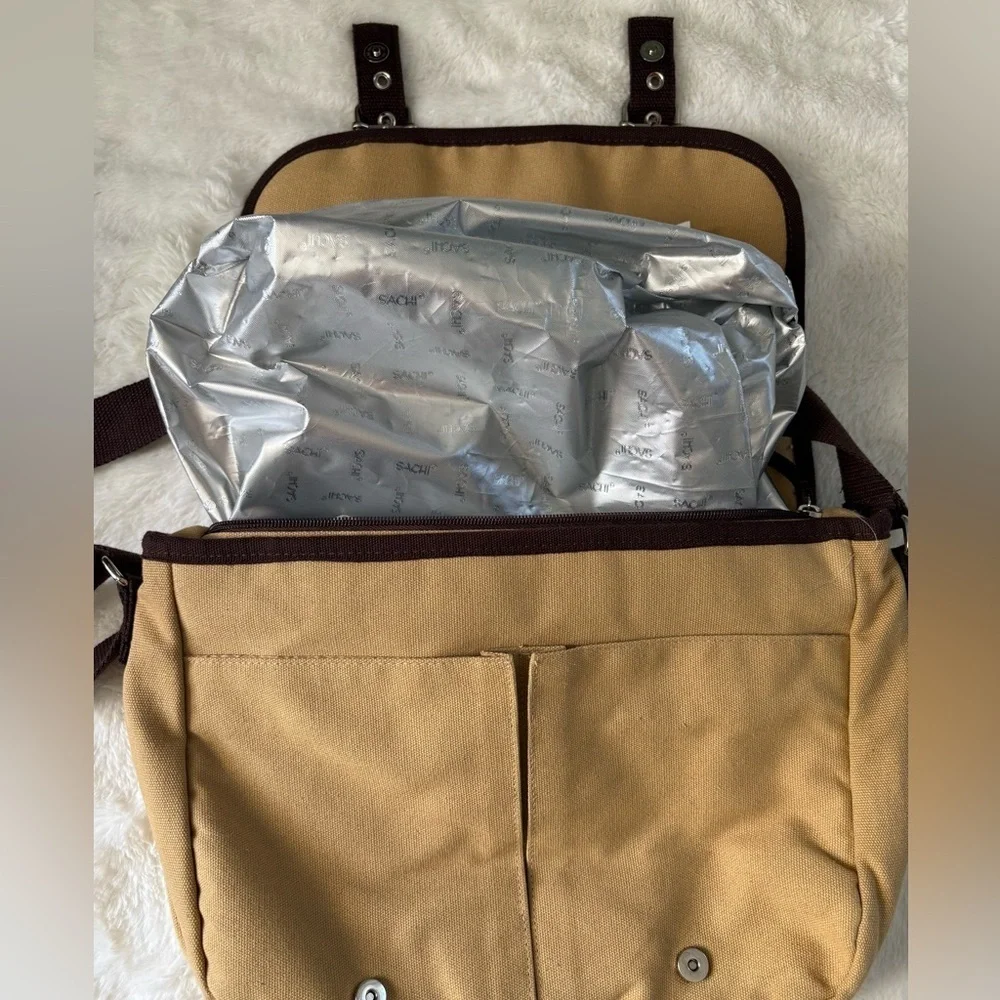 Sachi Canvas Leakproof Insulated Crossbody Sachet Tan and Brown